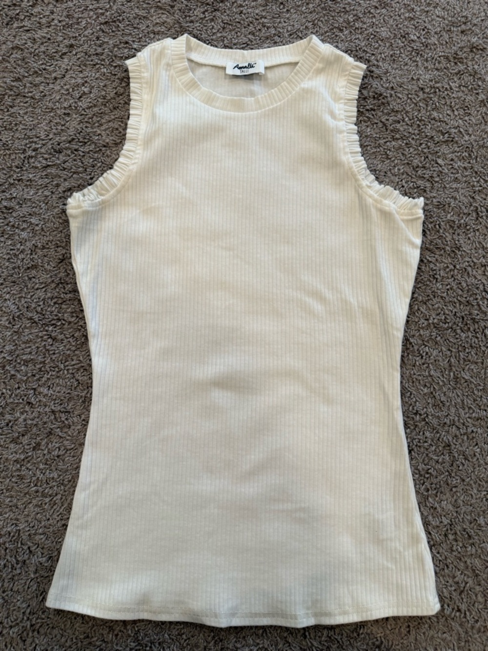 Amalli Talli Women's Ruffle Sleeve Tank Top, Cotton/Spandex, White, Sz Small